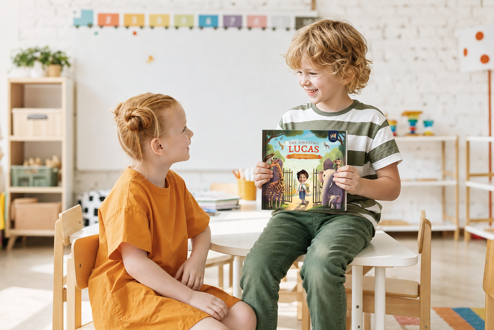 Parent and child enjoying an Elfink personalized book