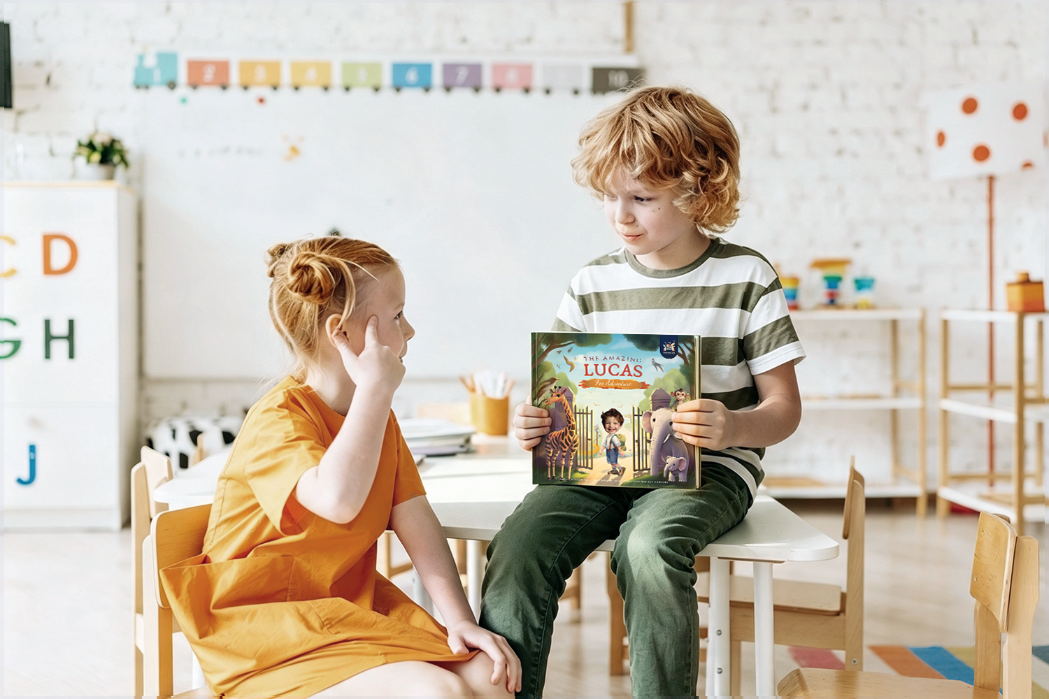 Parent and child enjoying an Elfink personalized book